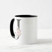 Mug Elegant Floral Letter J Monogram Logo (Devant gauche)