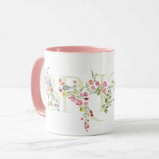 Mug élégant floral mariage printemps MARIÉE enterremen (Devant gauche)