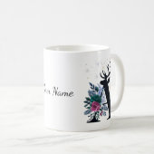 Mug Élégant Floral Monogramme Famille Noël (Devant droit)