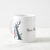 Mug Élégant Floral Monogramme Famille Noël (Devant gauche)