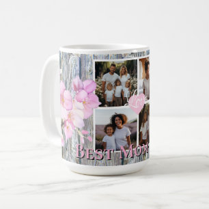 Mug Elégant floral Personnalisé 4 photo Best Mom