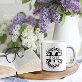 Mug Élégant fractionnement floral Monogramme avec text