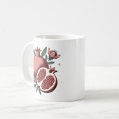 Mug élégant fruit de grenade à la fleur botanique (Devant gauche)