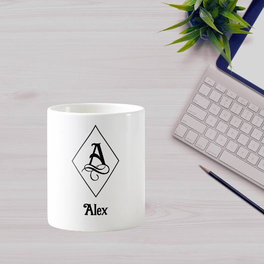 Mug Elegant Geometric Initial Monogram A