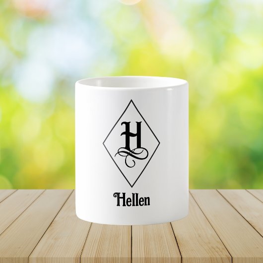 Mug Elegant Geometric Initial Monogram H