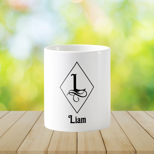 Mug Elegant Geometric Initial Monogram L