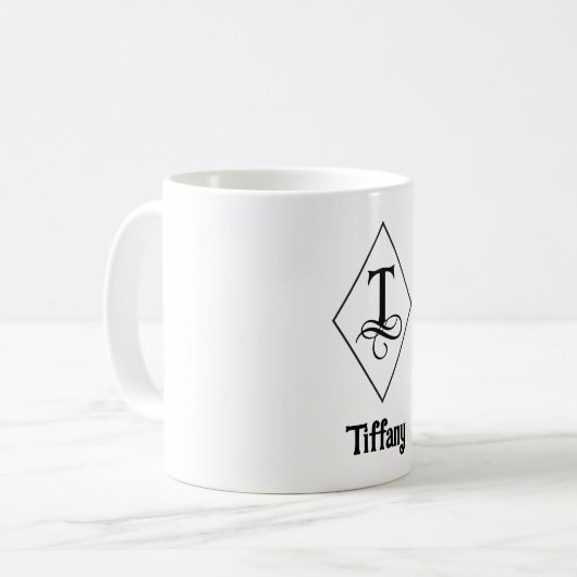 Mug Elegant Geometric Initial Monogram T (Devant gauche)