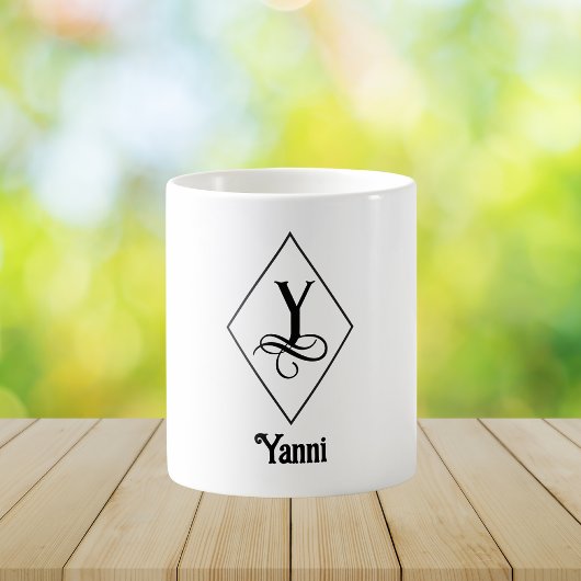 Mug Elegant Geometric Initial Monogram Y