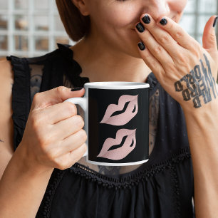 Mug Elégant Glam Rose Gold Lips & Black Fashion