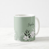 Mug Élégant glamour noir et blanc nom monogramme m (Devant droit)