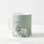 Mug Élégant glamour noir et blanc nom monogramme m (Devant gauche)