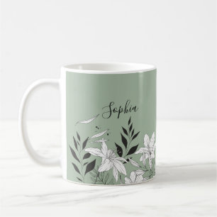 Mug Élégant glamour noir et blanc nom monogramme m