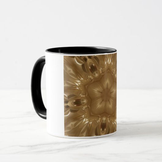 Mug Elégant Gold Brown Kaleidoscope Star Design (Devant gauche)