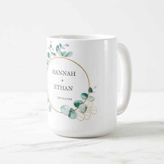 Mug Elegant Gold Greenery Eucalyptus Personalized   (Devant droit)