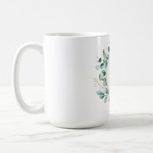 Mug Elegant Gold Greenery Eucalyptus Personalized (Gauche)