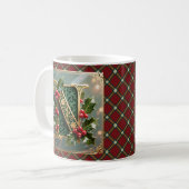 Mug Elegant Gold Holly Christmas Initial Letter N (Devant gauche)