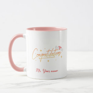 Mug Élégant Gold Minimal Graduation School Nom rose