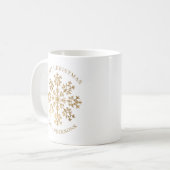 Mug Élégant Gold Snowflake Nom Noël (Devant gauche)