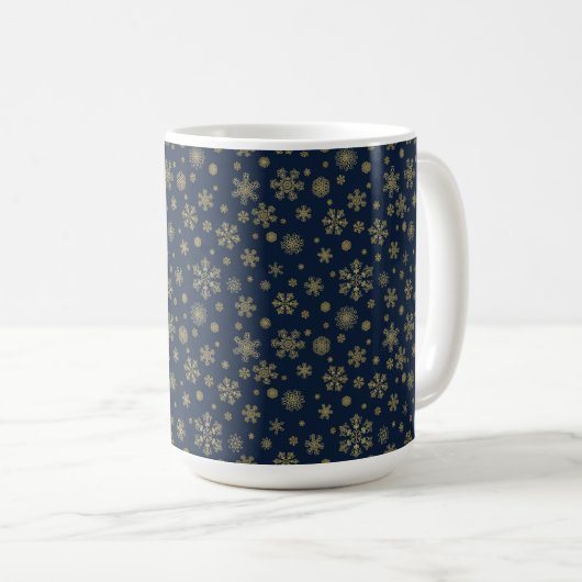 Mug Elegant Gold Snowflake Winter Pattern (Devant droit)