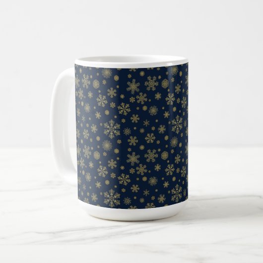 Mug Elegant Gold Snowflake Winter Pattern (Devant gauche)