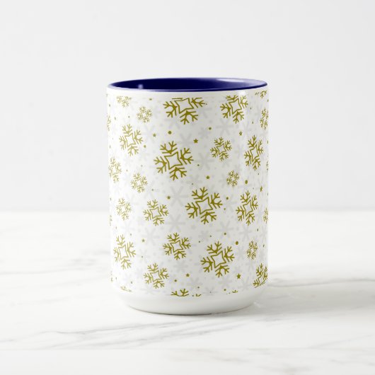 Mug Elegant Gold Snowflake Winter Pattern (Centre)