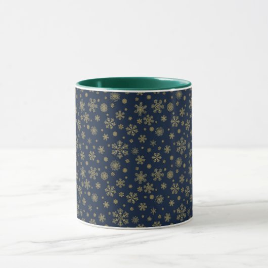 Mug Elegant Gold Snowflake Winter Pattern (Centre)