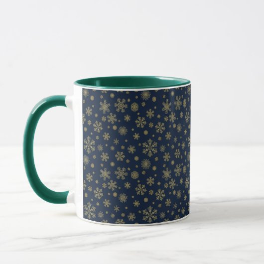Mug Elegant Gold Snowflake Winter Pattern (Gauche)