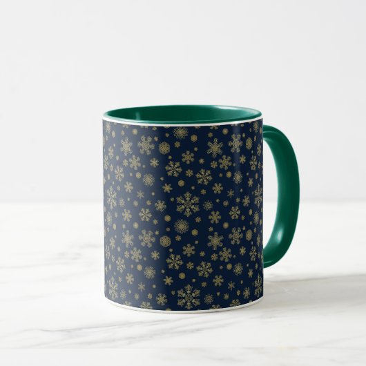 Mug Elegant Gold Snowflake Winter Pattern (Devant droit)