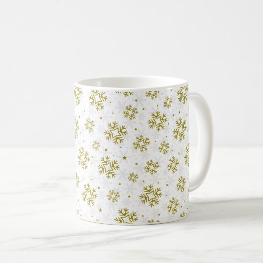 Mug Elegant Gold Snowflake Winter Pattern (Devant droit)