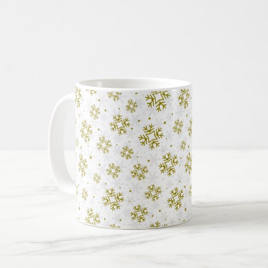 Mug Elegant Gold Snowflake Winter Pattern (Devant gauche)