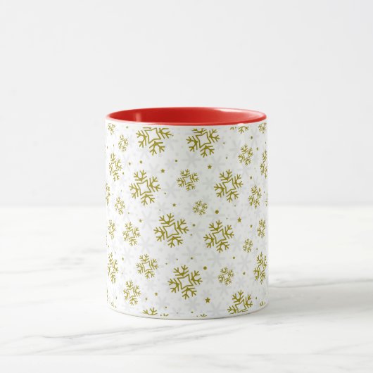 Mug Elegant Gold Snowflake Winter Pattern (Centre)