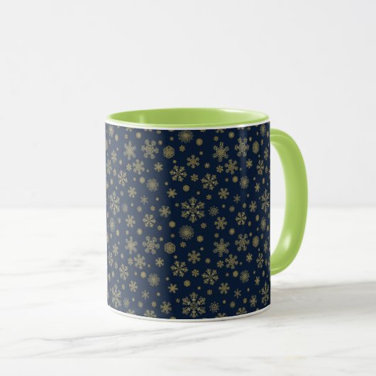 Mug Elegant Gold Snowflake Winter Pattern (Devant droit)