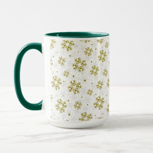 Mug Elegant Gold Snowflake Winter Pattern (Gauche)