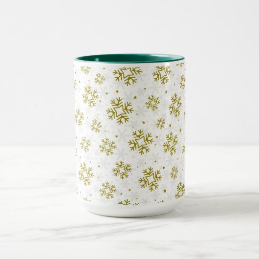 Mug Elegant Gold Snowflake Winter Pattern (Centre)