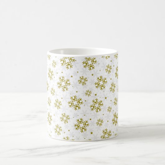 Mug Elegant Gold Snowflake Winter Pattern (Centre)