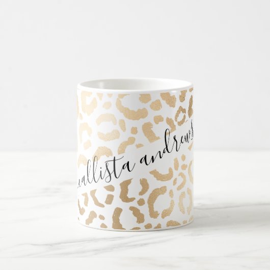 Mug Elegant Gold White Leopard Cheetah Animal Print (Centre)