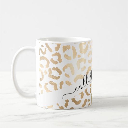 Mug Elegant Gold White Leopard Cheetah Animal Print (Gauche)