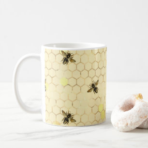 Mug Élégant Gold Yellow Bees Honeypeb