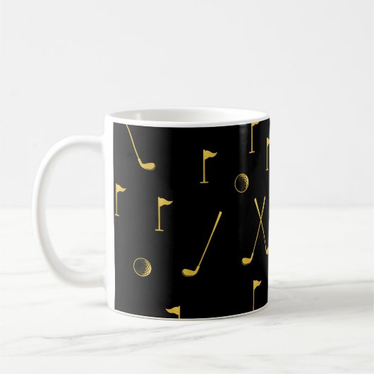 Mug Elégant Golfeur Motif Noir Et Or (Gauche)