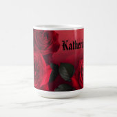 Mug Elegant Gothic Roses Rouges Nom Personnalisé (Centre)