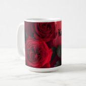 Mug Elegant Gothic Roses Rouges Nom Personnalisé (Devant gauche)