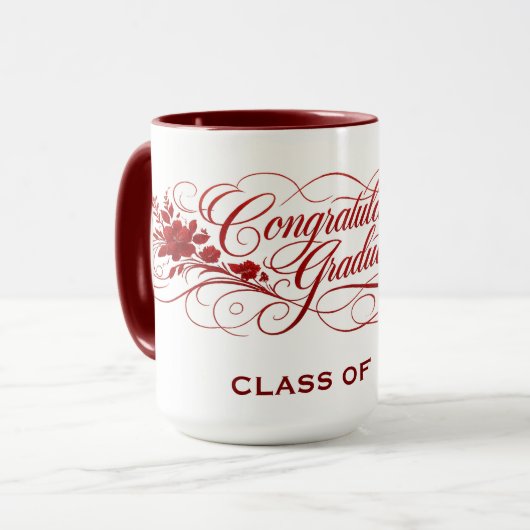 Mug Elegant Graduation Script Design with Custom Year (Devant gauche)