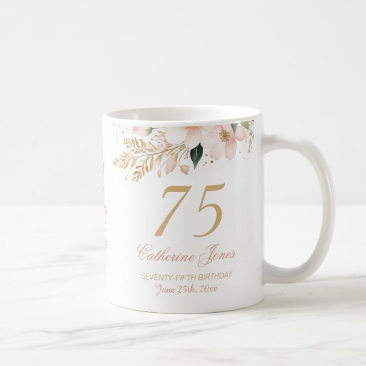 Mug Elégant grand-mère personnalisée 75e anniversaire (Droite)