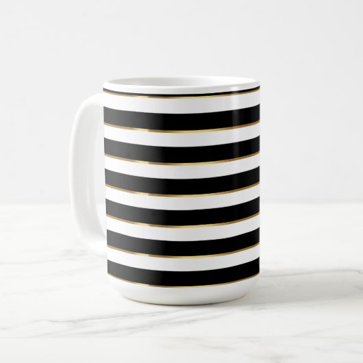 Mug Elégant Grille Noir Blanc (Devant gauche)