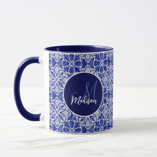 Mug Élégant gris-gris gris gris initial monogrammé (Gauche)