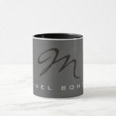 Mug Élégant gris monogramme noir (Centre)