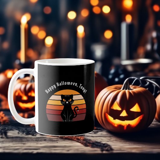 Mug Élégant Halloween noir Halloween imprimé chat