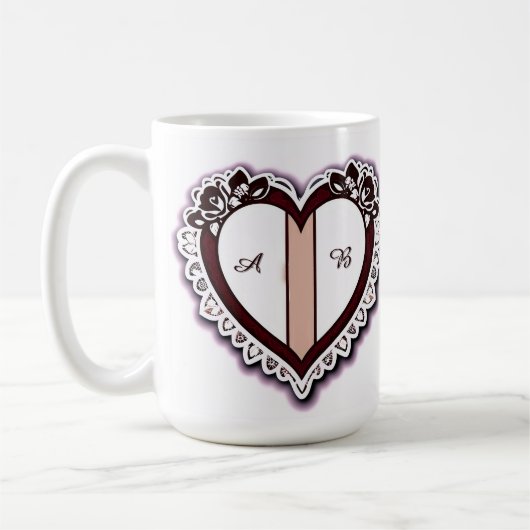 Mug Elegant Heart Card With Red Roses (Gauche)