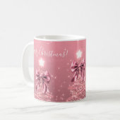 Mug Elegant Holiday Blush Pink Christmas Trees Bows (Devant gauche)