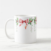 Mug Elegant Holiday Bow with Holly Leaves Design (Gauche)